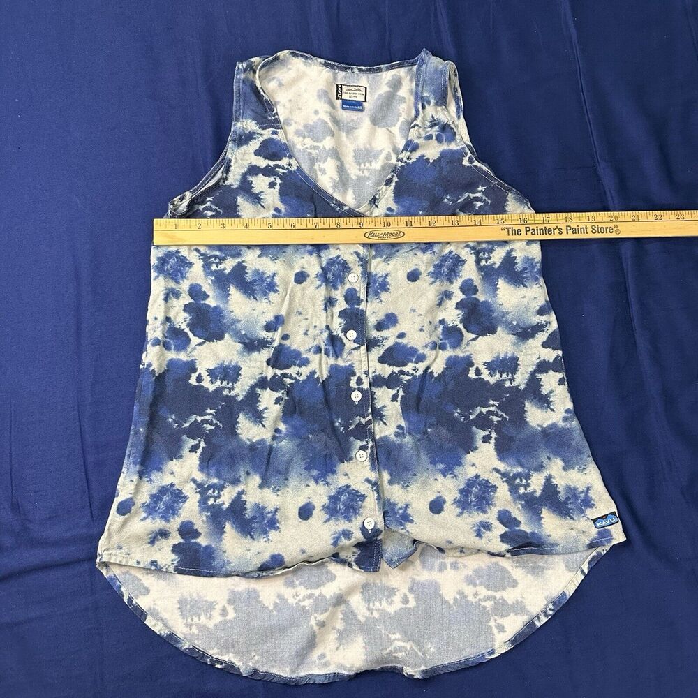 Kavu Tank Top XS Women’s Blue Tie Dye Beryl Scoop Neck Outdoor Hiking Button Up